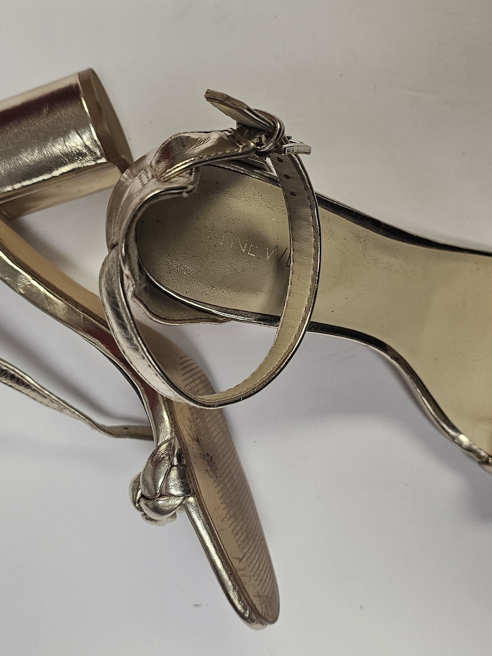 Nine West Gold Braided Strap Ankle‑Strap Sandals - Picture 2 of 5